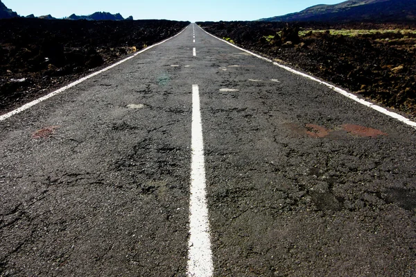 Droga Asfaltowa Long Empty Desert Wyspach Hierro Hiszpanii — Zdjęcie stockowe