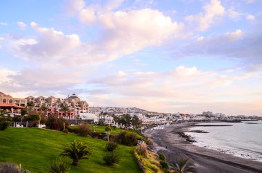 View of Playa de Fanabe Adeje Tenerife, Canary Islands, Spain clipart