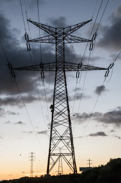 Pylon Energia Elettrica Della Torre Trasmissione Alta Tensione — Foto Stock