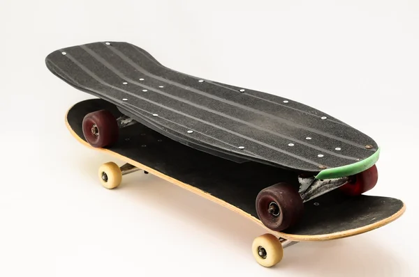 Vintage Style Black Skateboard Een Witte Achtergrond — Stockfoto