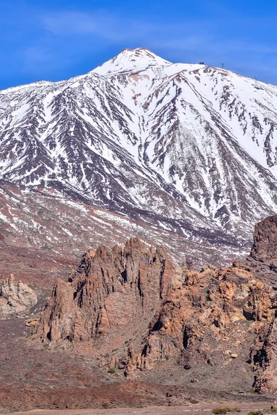 Zdjęcie Pokryty Śniegiem Mount Teide Tenerife Hiszpania — Zdjęcie stockowe