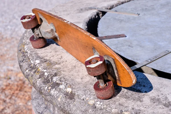 Photo Une Planche Roulettes Bois Des Années — Photo