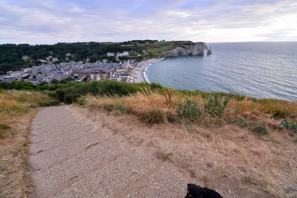 Falaise d 'Amont Etretat Stad Normandie Frankrike Europa — Stockfoto