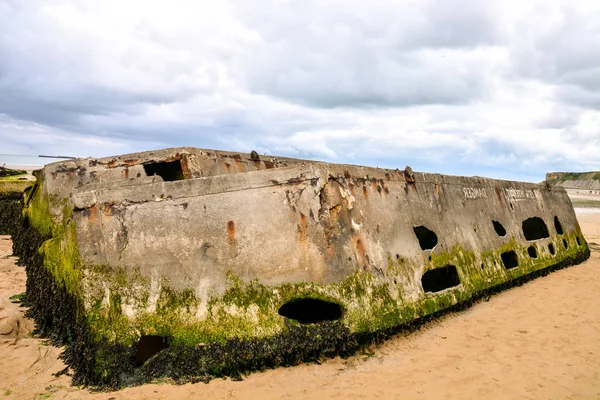 Pozůstatky přístavu Mulberry v Normandii Francie, Evropa — Stock fotografie