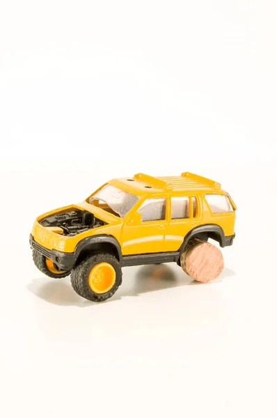 Zbliżenie Samochodu Zabawki Obiekt Równym Tle — Zdjęcie stockowe