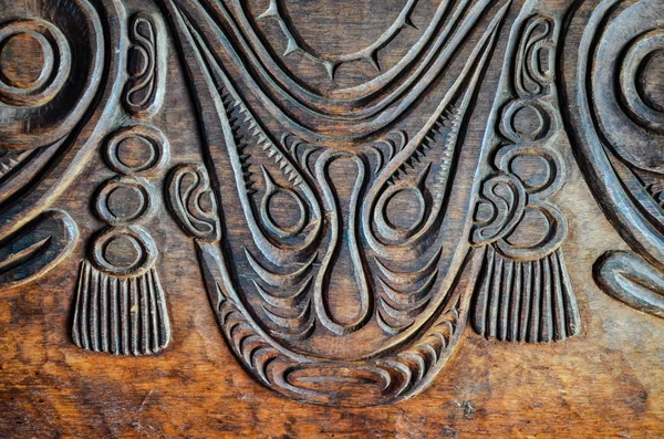 Zabytkowe Rzeźbione Drewniane Bas Relief Polinesian Art — Zdjęcie stockowe