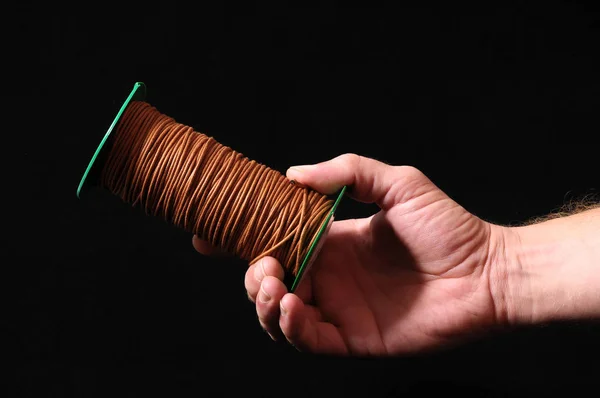 Roll Twine Isolated Black Background — Stock Photo, Image