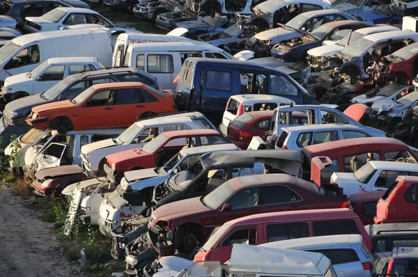 Scrap Yard Pile Crushed Cars Tenerife Canary Islands Spain — Stock Photo, Image