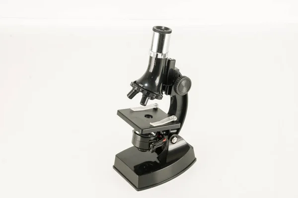 Viejo Juguete Microscopio Científico Aislado Blanco —  Fotos de Stock