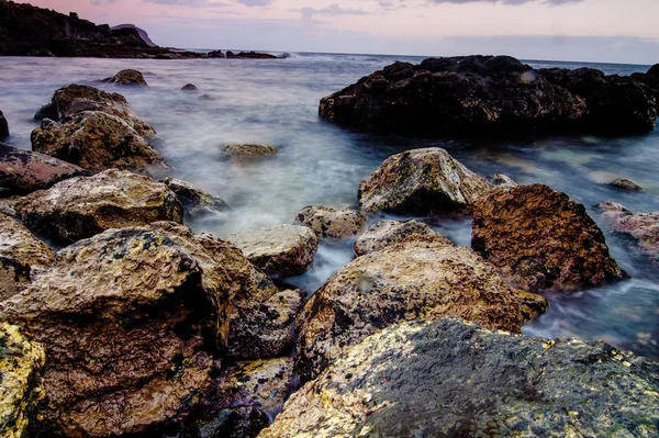 Длительная Экспозиция Морского Побережья Тенерифе — стоковое фото