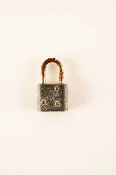 Vintage Metal Steel Lock Padlock White Background — Stock Photo, Image