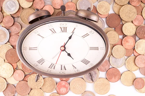 Imagen Concepto Dinero Negocios Idea Reloj Monedas — Foto de Stock