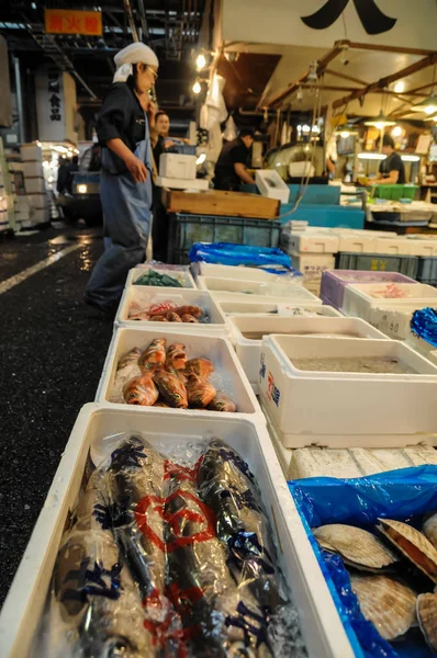 Redaktionell Tokyo Japan Maj 2010 Tsukiji Marknaden Stor Marknad För — Stockfoto