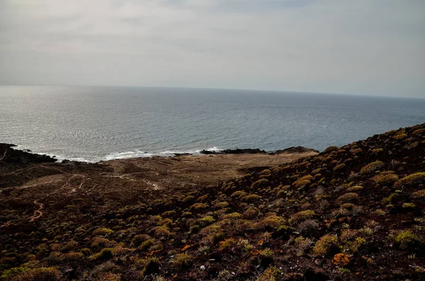 Solstjärna Blå Himmel Över Bergssiluett Gran Canaria Spanien — Stockfoto