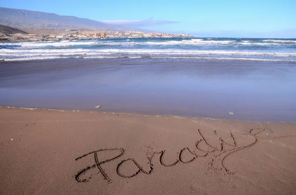 Word Written Sand Tropical Beach — Stock Photo, Image