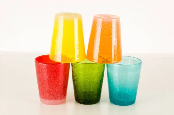 Photo Picture Modern Color Glass Vases Background — Stock Photo, Image
