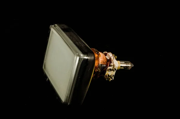 Back Old Television Cathode Tube Isolated Black — Stock Photo, Image