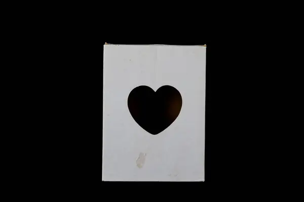 Gros Plan Boîte Papier Coeur Objet Sur Fond Noir — Photo