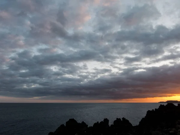 Zachód Słońca Oceanie Atlantyckim Teneryfie Wyspy Kanaryjskie Hiszpania — Zdjęcie stockowe
