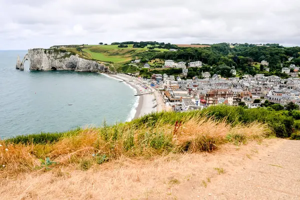 Falaise d 'Amont Etretat Stad Normandie Frankrike Europa — Stockfoto