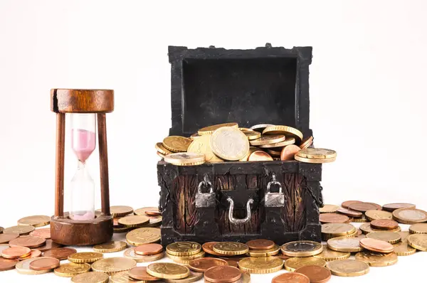 Foto Van Een Business Money Concept Idee Treasure Trunk Geld — Stockfoto