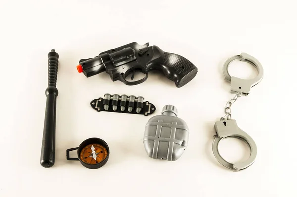 Politie uitrusting speelgoed — Stockfoto