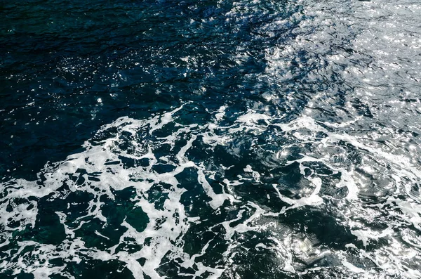 Blå Stilla Havsvatten Med Krusning Naturlig Bakgrund Foto Textur — Stockfoto