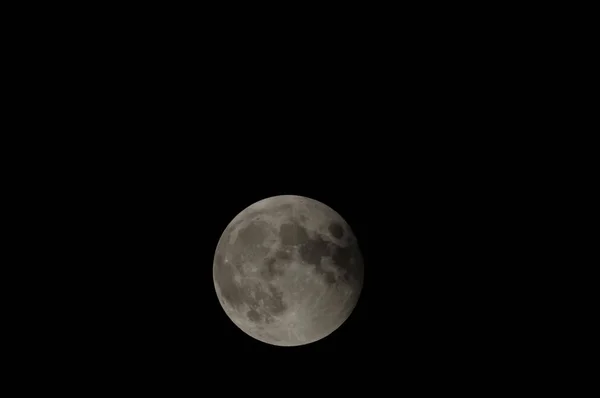 Teilweise Mondfinsternis Schwarzer Nacht — Stockfoto