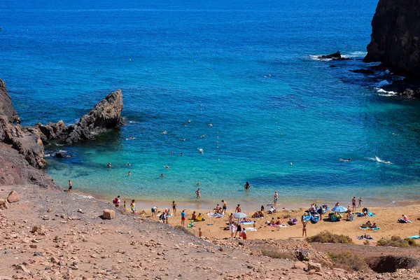 Spanish View Landscape Papagayo Playa Blanca Lanzarote Tropical Volcanic Canary — Stock Photo, Image