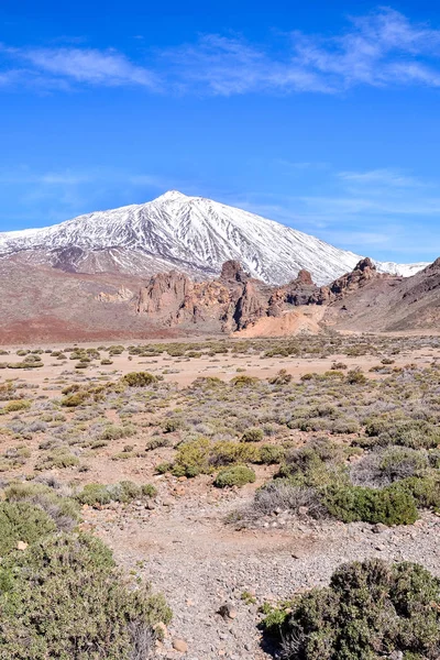 Photo Picture Snow Covered Mount Teide Tenerife Spain — Stock Photo, Image