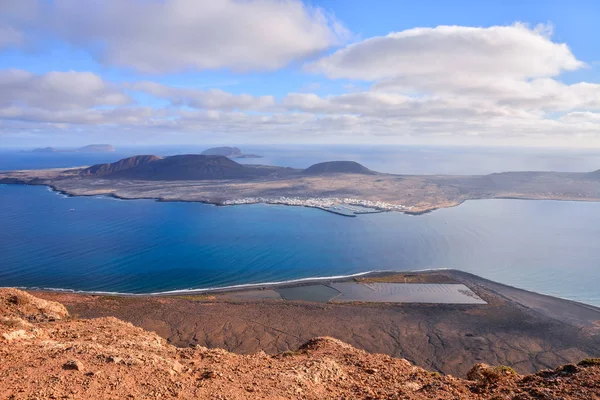 Spanska Utsiktslandskapet Mirador Del Rio Lanzarote Tropiska Vulkaniska Kanarieöarna Spanien — Stockfoto