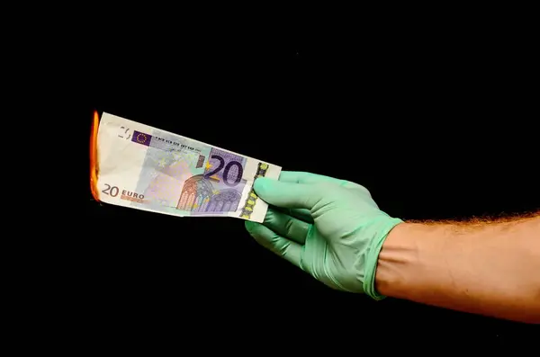 Banconote Euro Europee Moneta Mano Destra — Foto Stock