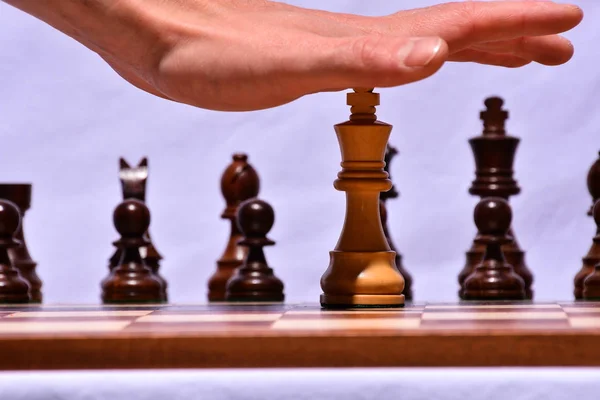Fotografie Klasické Dřevěné Šachové Figurky — Stock fotografie
