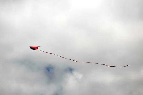 Een vlieger vliegen over een bewolkte hemel — Stockfoto