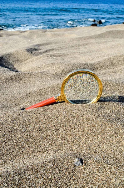 Foto Loupe Lupa Lupa Písečné Pláži — Stock fotografie