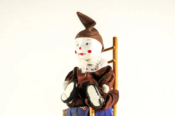 Photo Pierrot Toy Doll White Background — Stock Photo, Image