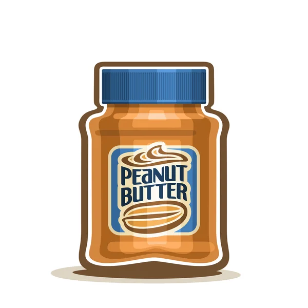 Vector logo Tarro de mantequilla de maní con etiqueta — Vector de stock