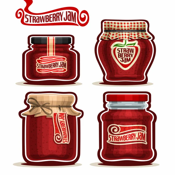 Vektor logo Strawberry Jam üvegedények — Stock Vector