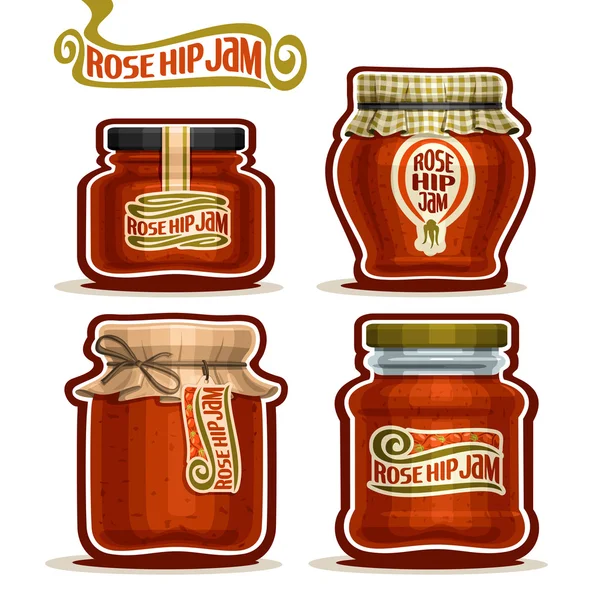 Vector logo Rose Hip Jam in Jars — ストックベクタ