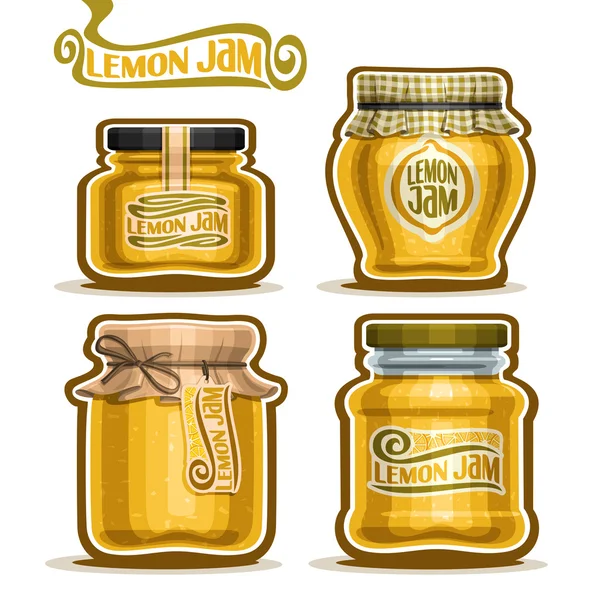 Vector logo Lemon Jam in glass Jars — ストックベクタ