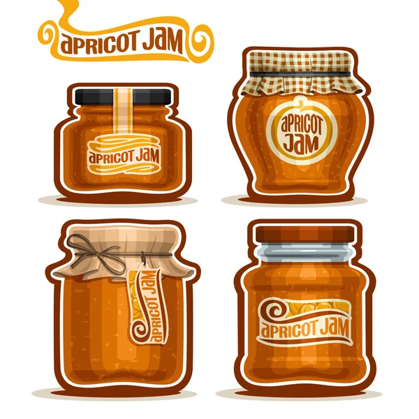 Vector logo Apricot Jam in glass Jars — ストックベクタ