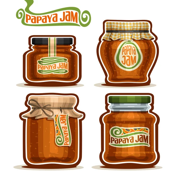 Vektor logo Papaya Jam üvegedények — Stock Vector