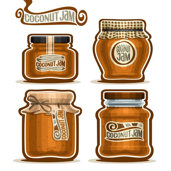 Vektor logo kókusz Jam üvegedények — Stock Vector