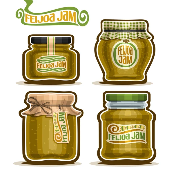 Vektor logo Feijoa Jam üvegedények — Stock Vector