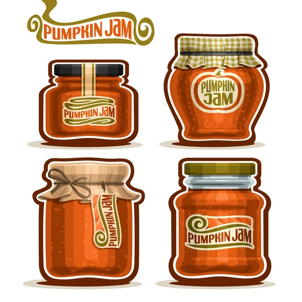 Vektor logotypen Pumpkin Jam i burkar — Stock vektor