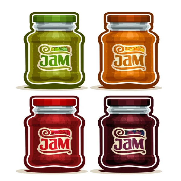 Vektorové logo ovoce Jam v skleněná dóza — Stockový vektor