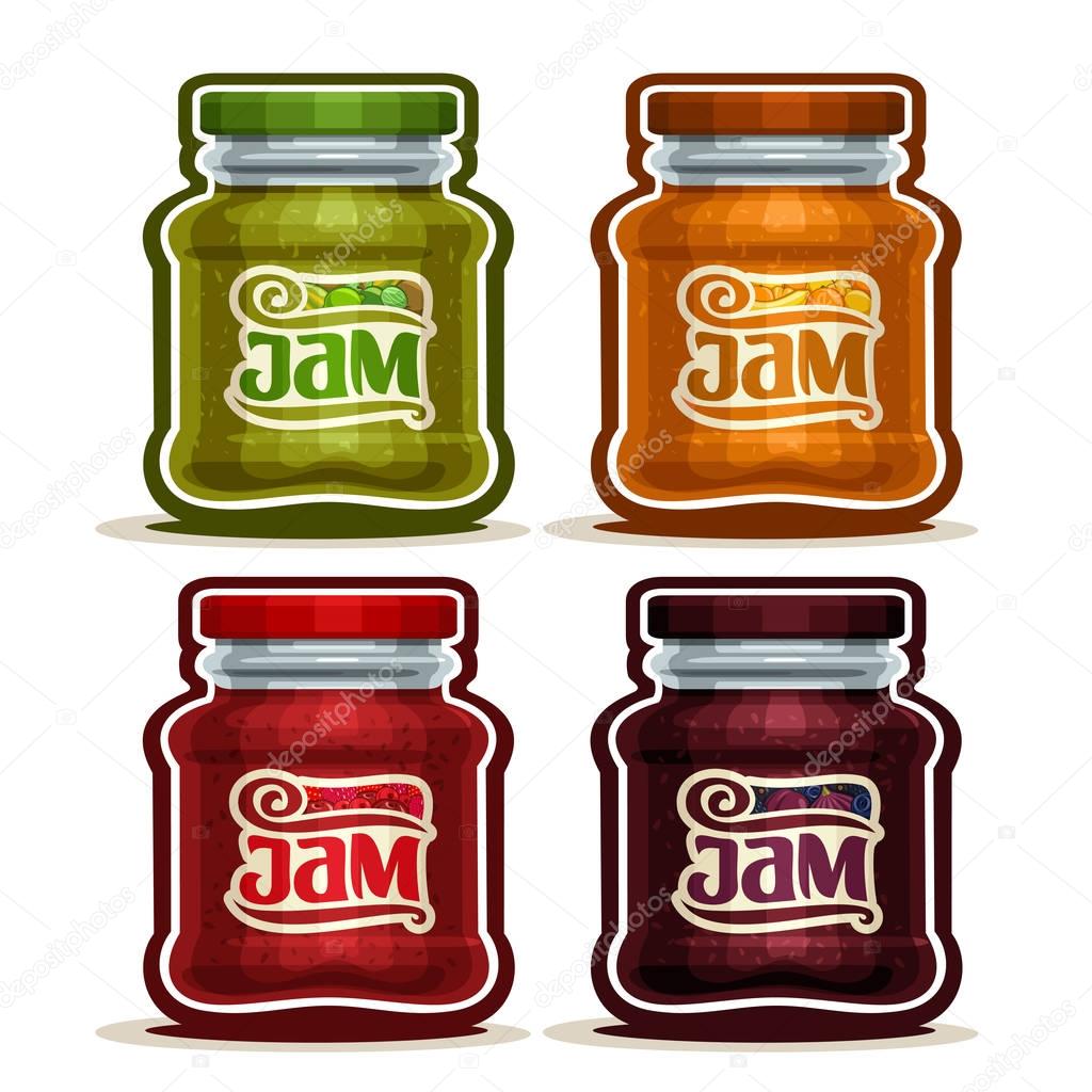 Vector logo Fruit Jam in glass Jar 