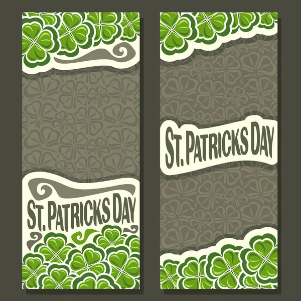 Bannière verticale abstraite vectorielle pour la Saint-Patrick sur fond gris Shamrock — Image vectorielle