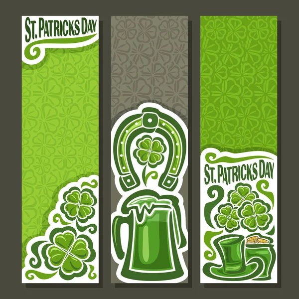 Vector abstracte verticale Banners voor St. Patrick's Day op Shamrock achtergrond — Stockvector