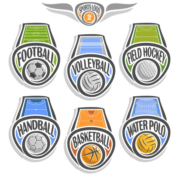 Conjunto de vectores logo deportivo con bola — Vector de stock